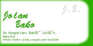 jolan bako business card